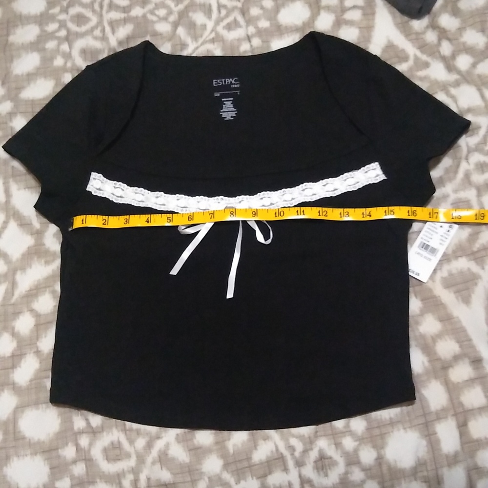 Est. PAC 1980 Sabrina Tie Front Square Neck Crop Top Women's Size Large NWT - Picture 5 of 5